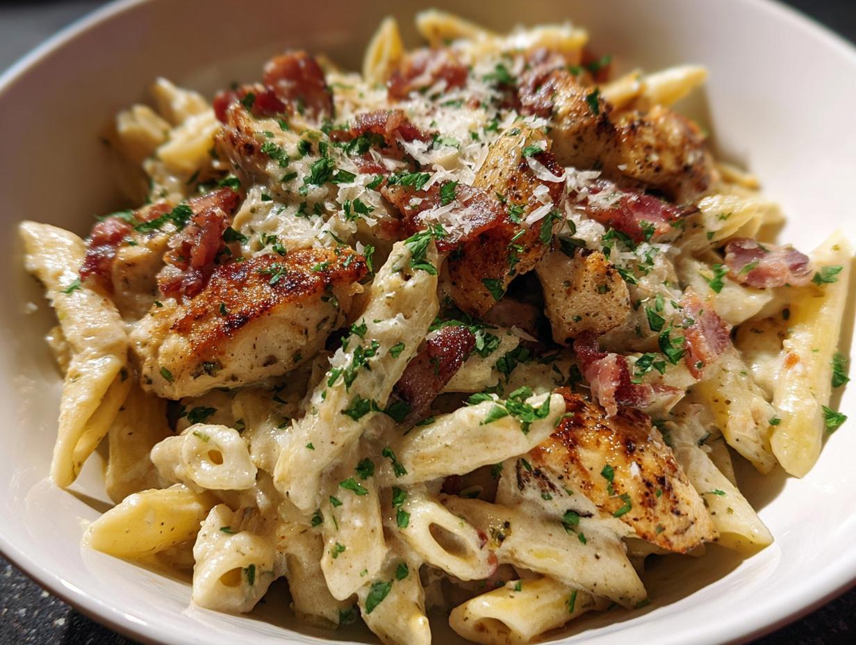 30-Minute Creamy Chicken Bacon Ranch Pasta Perfection