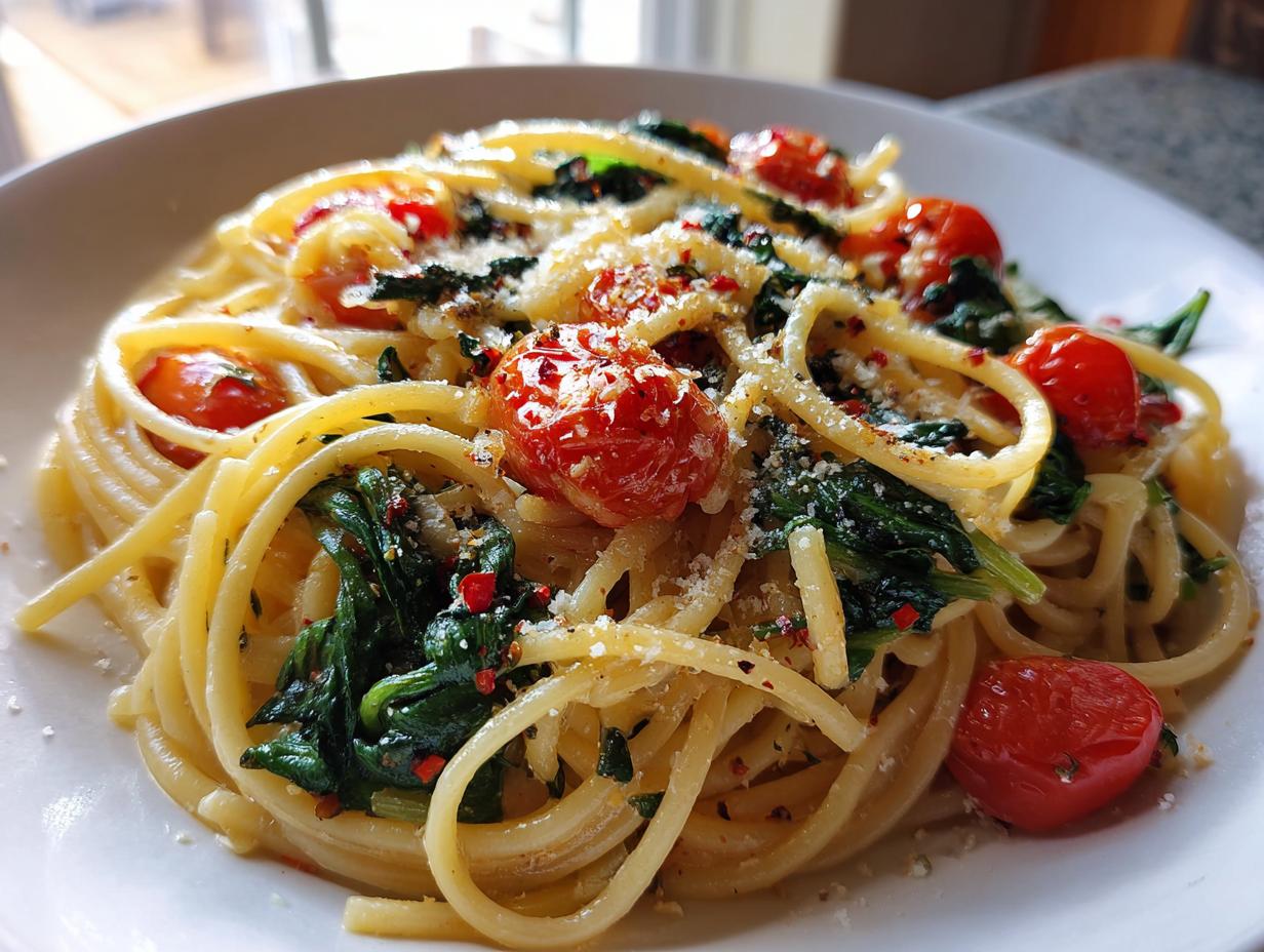 20-Minute Delicious Spinach Tomato Pasta – Quick &amp; Flavorful!