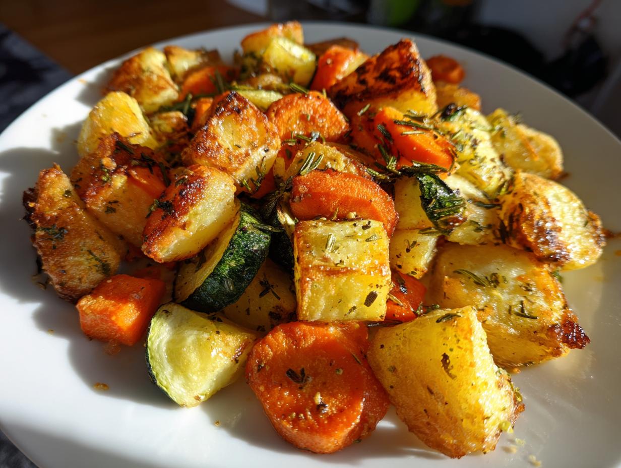 Garlic Herb Roasted Potatoes, Carrots, and Zucchini