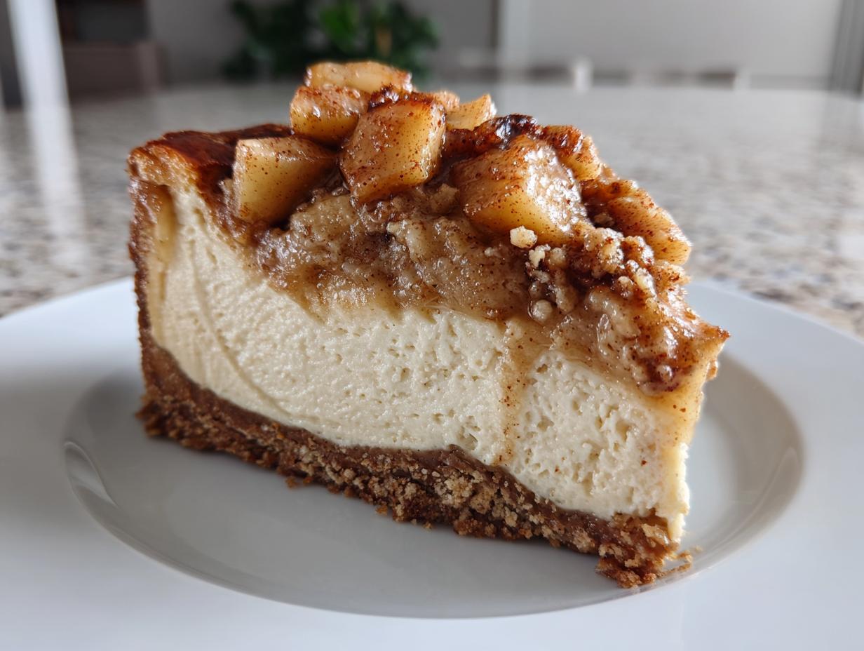 Creamy Vegan Apple Crumble Cheesecake in 4 Easy Steps