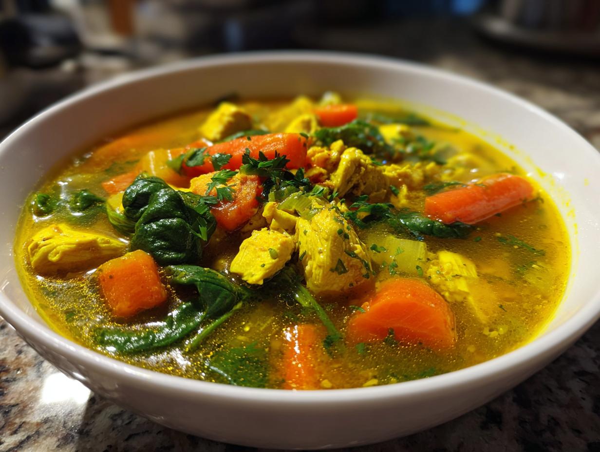 Turmeric Chicken Soup with Ginger and Lemon