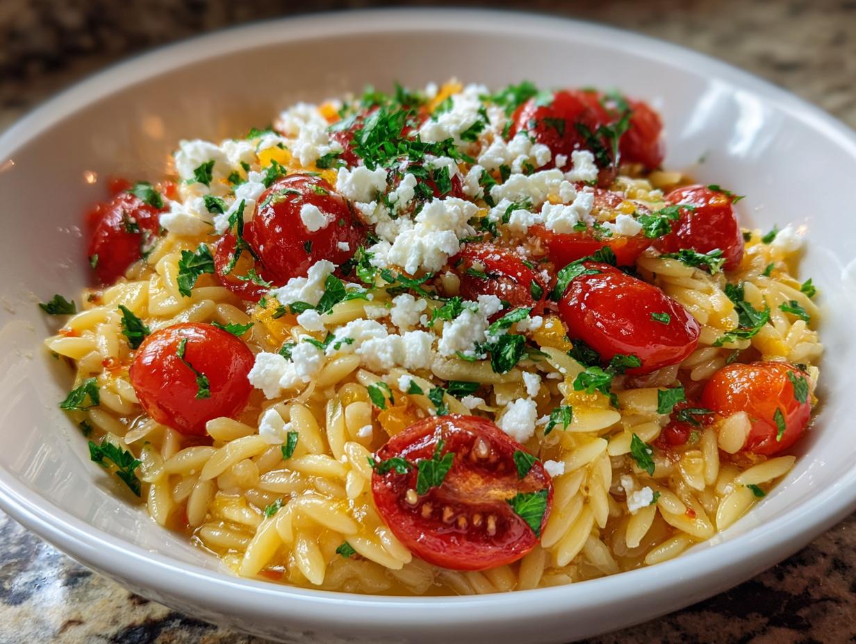 Easy Orzo Dinner with Tomatoes and Feta