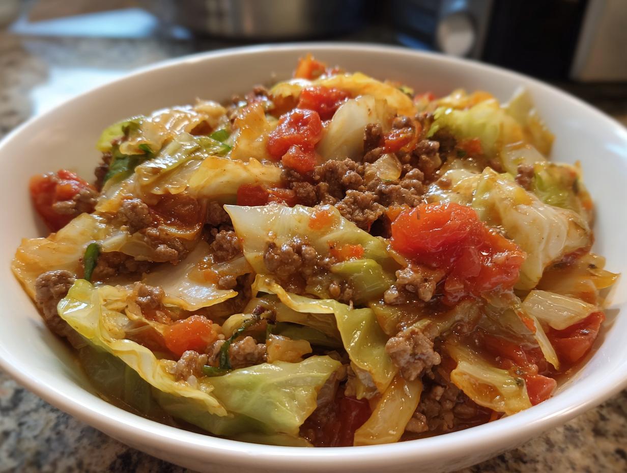 Cowboy Cabbage with Ground Beef and Tomatoes