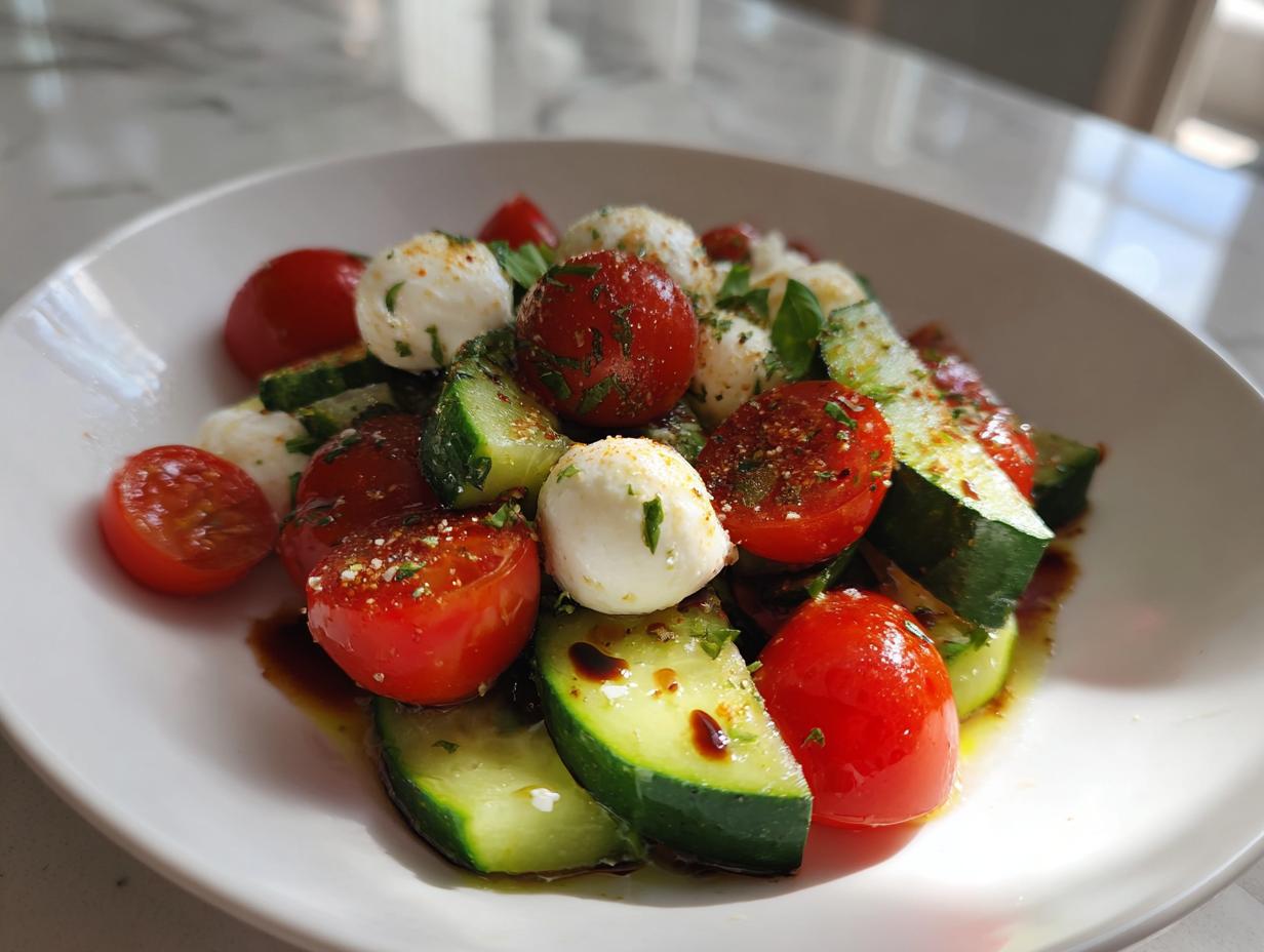 10-Minute Easy Cucumber Caprese Salad That Wows Every Time