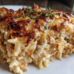 French Onion Chicken Orzo Casserole