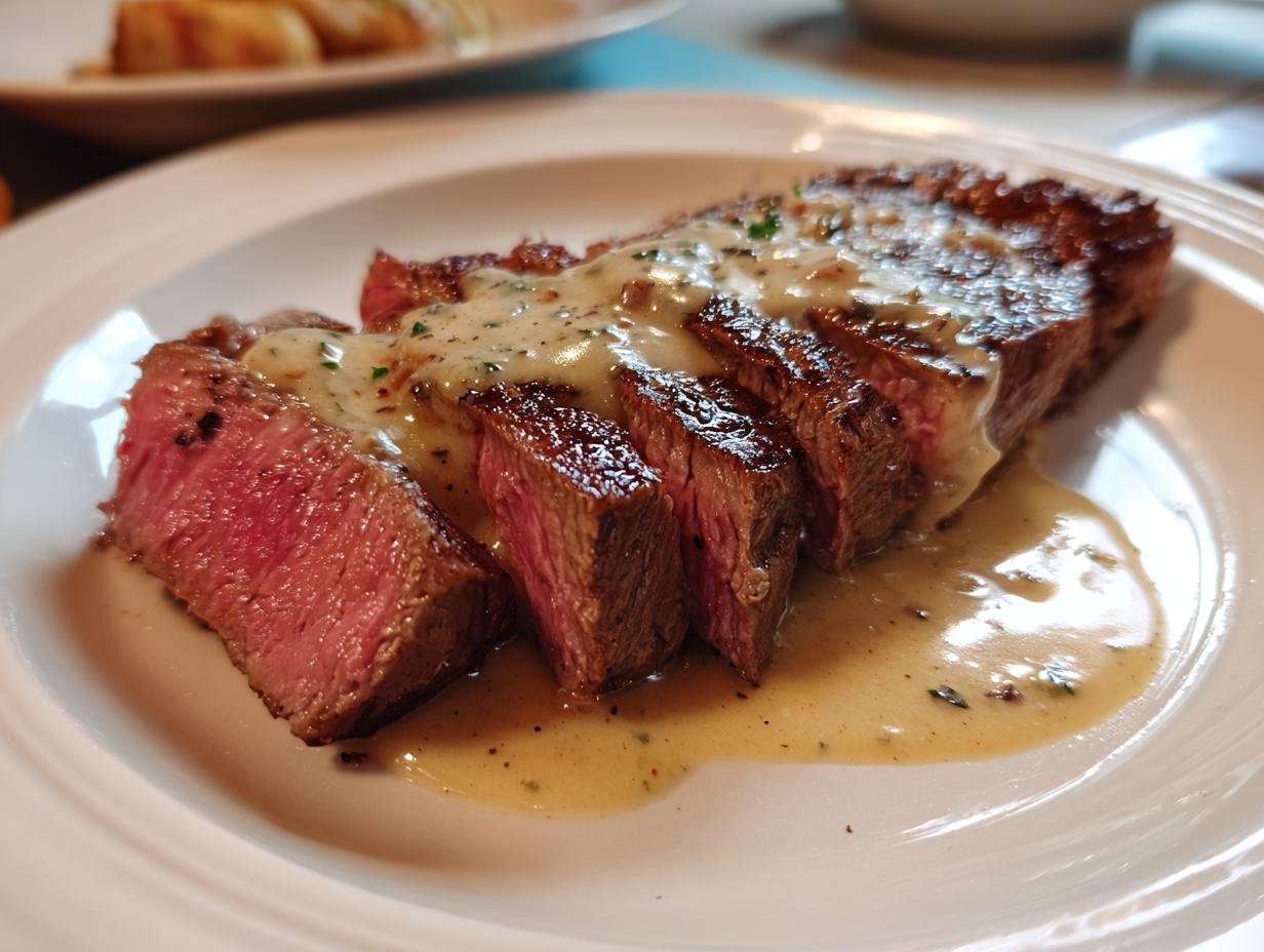 Juicy Steak with Creamy Garlic Sauce