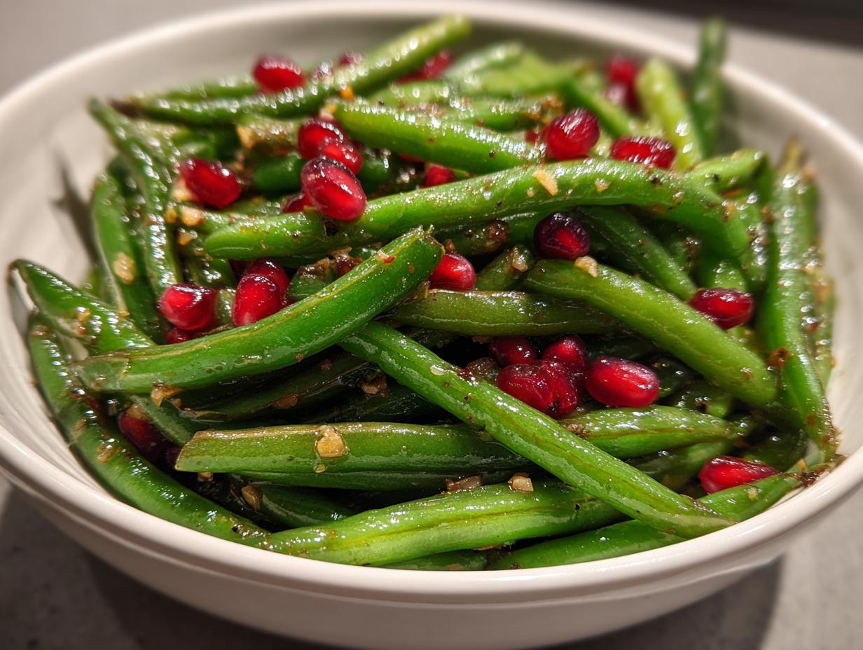 Sautéed Green Beans with Pomegranates