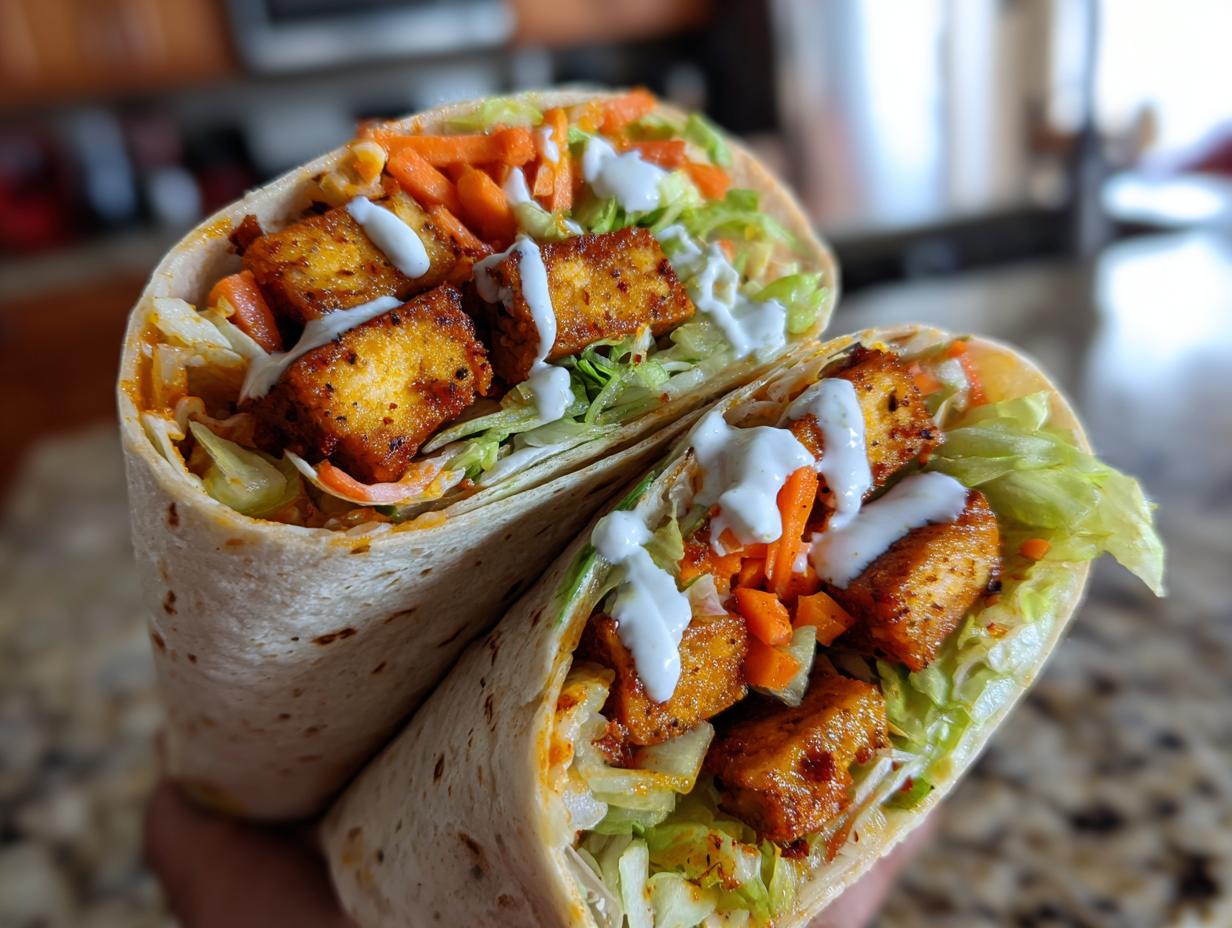 Buffalo Tofu Wraps with Ranch Dressing