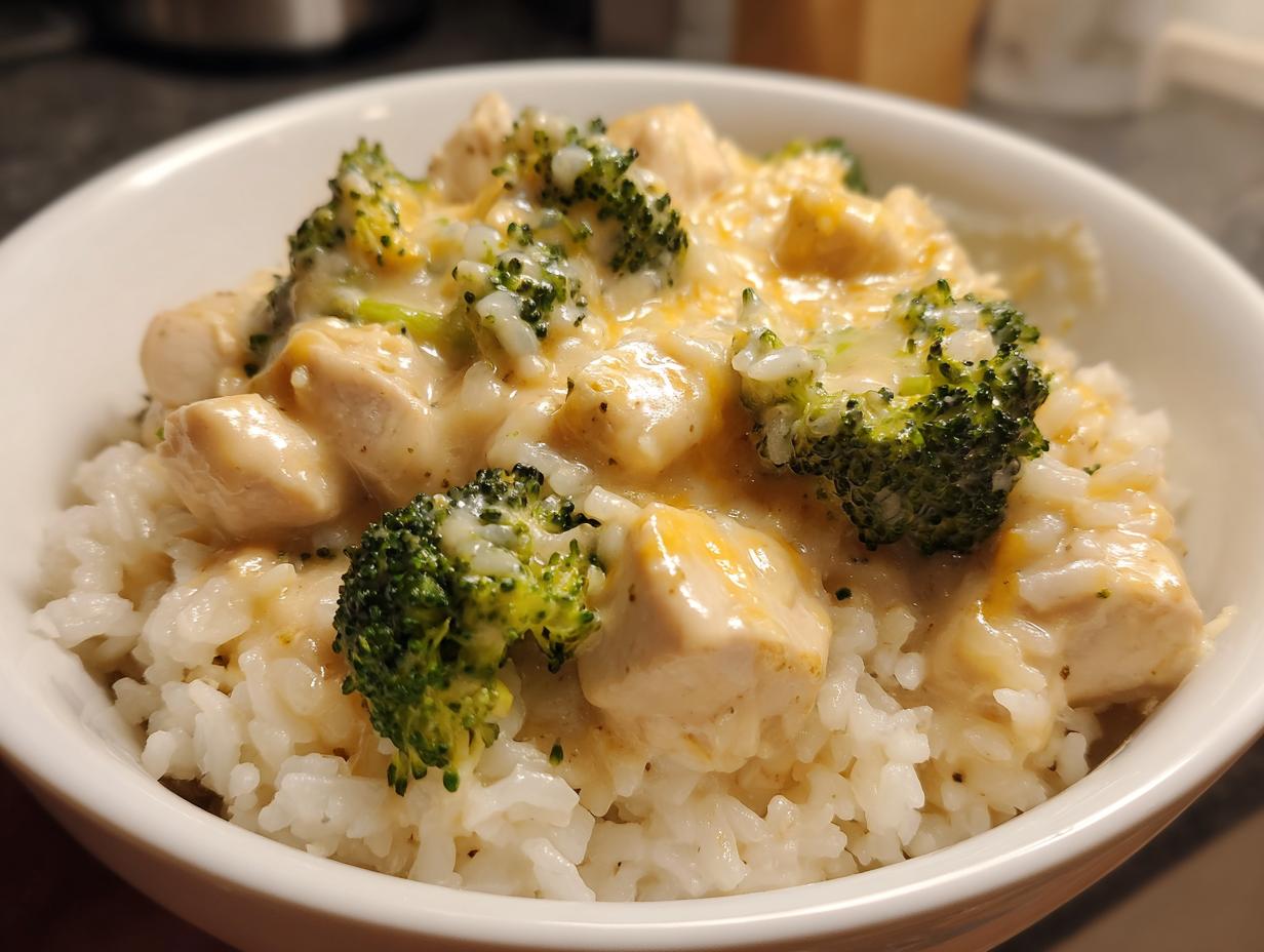 Easy Crockpot Cheesy Chicken Broccoli Rice