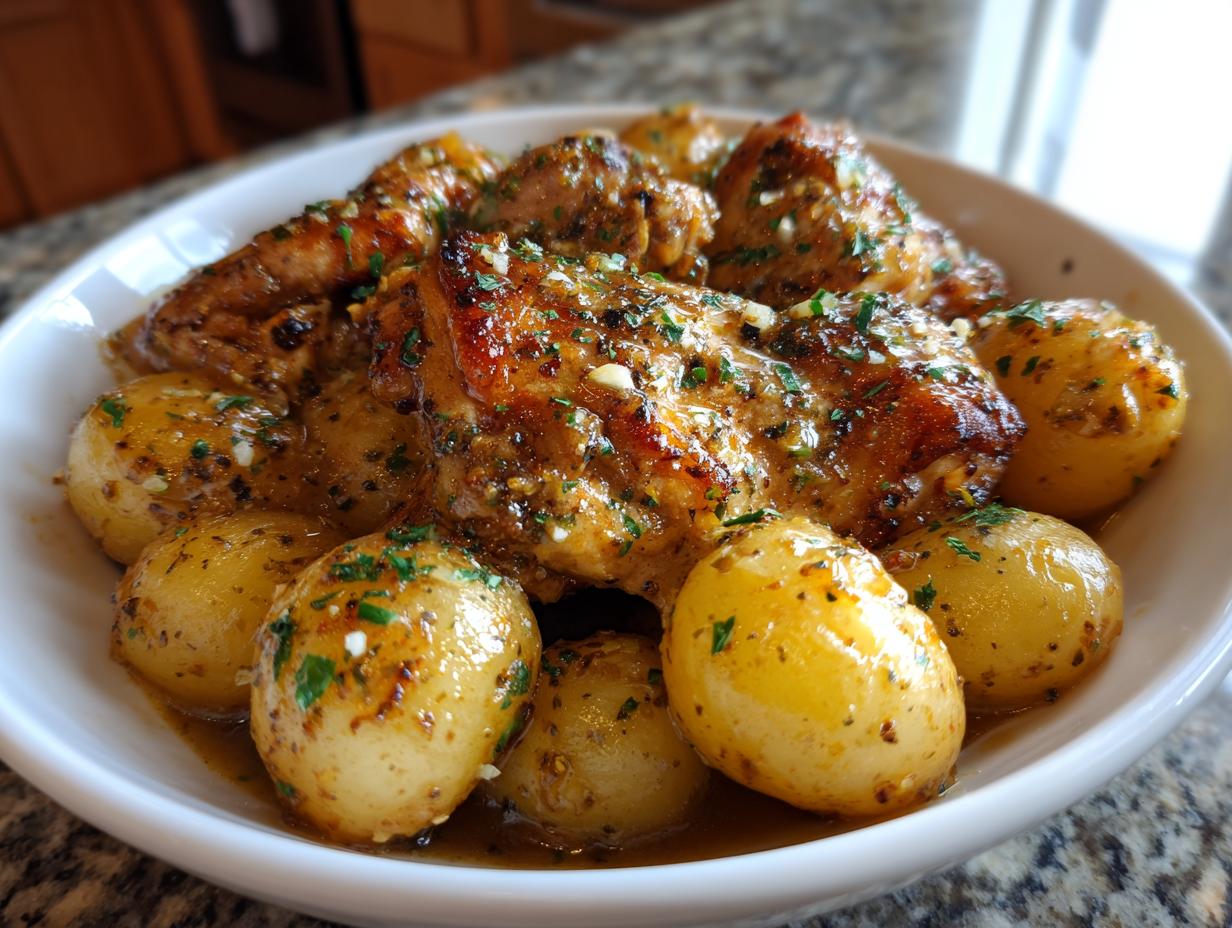Garlic Parmesan Crockpot Chicken and Potatoes