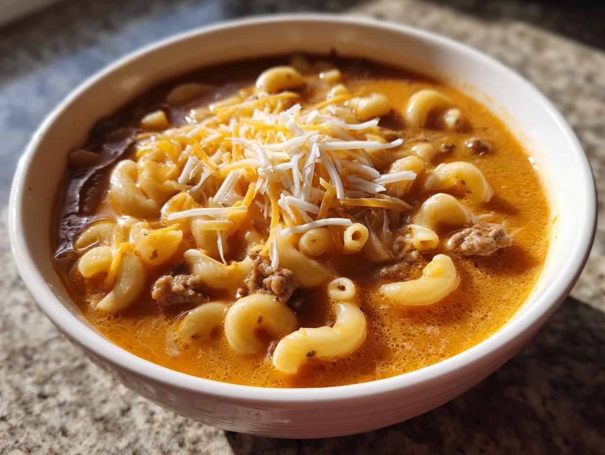 Mac &amp; Cheese Burger Soup