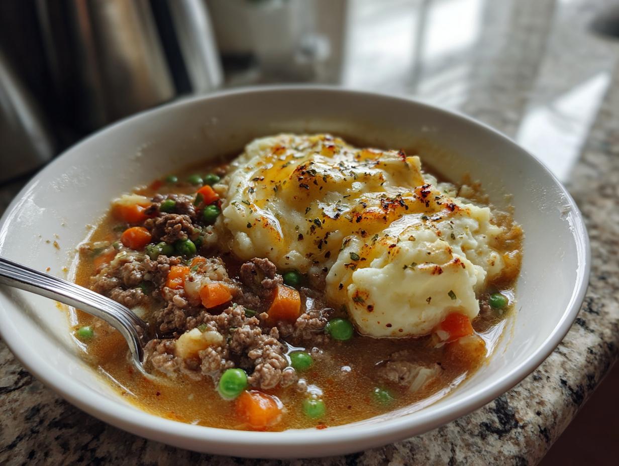 Shepherd’s Pie Soup with Mashed Potatoes
