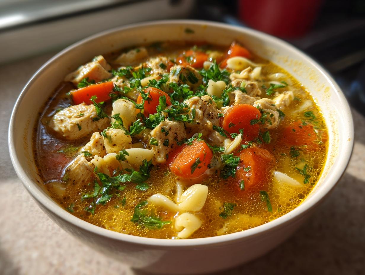 Sicilian Chicken Soup with Pasta and Herbs