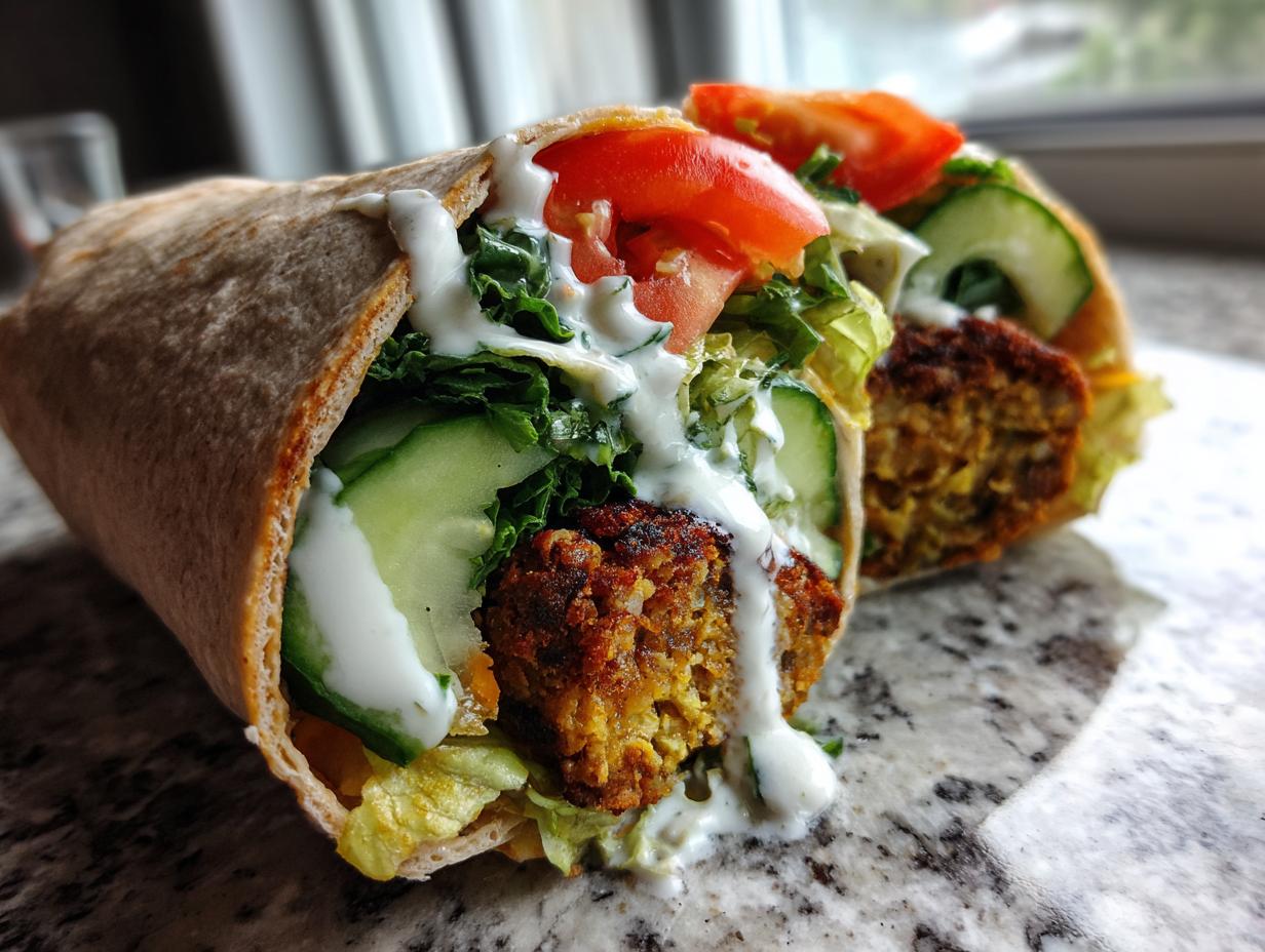 Vegan Falafel Wrap with Yogurt Sauce