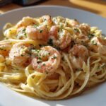 Creamy garlic butter shrimp pasta