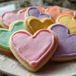 Heart-shaped sugar cookies with royal icing