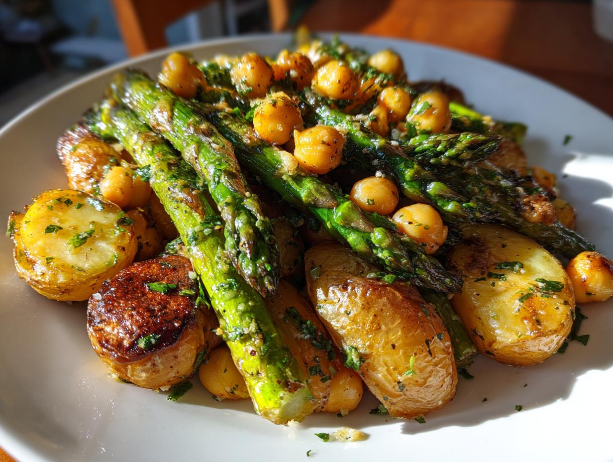 Herbed Potato Asparagus and Chickpea Dinner
