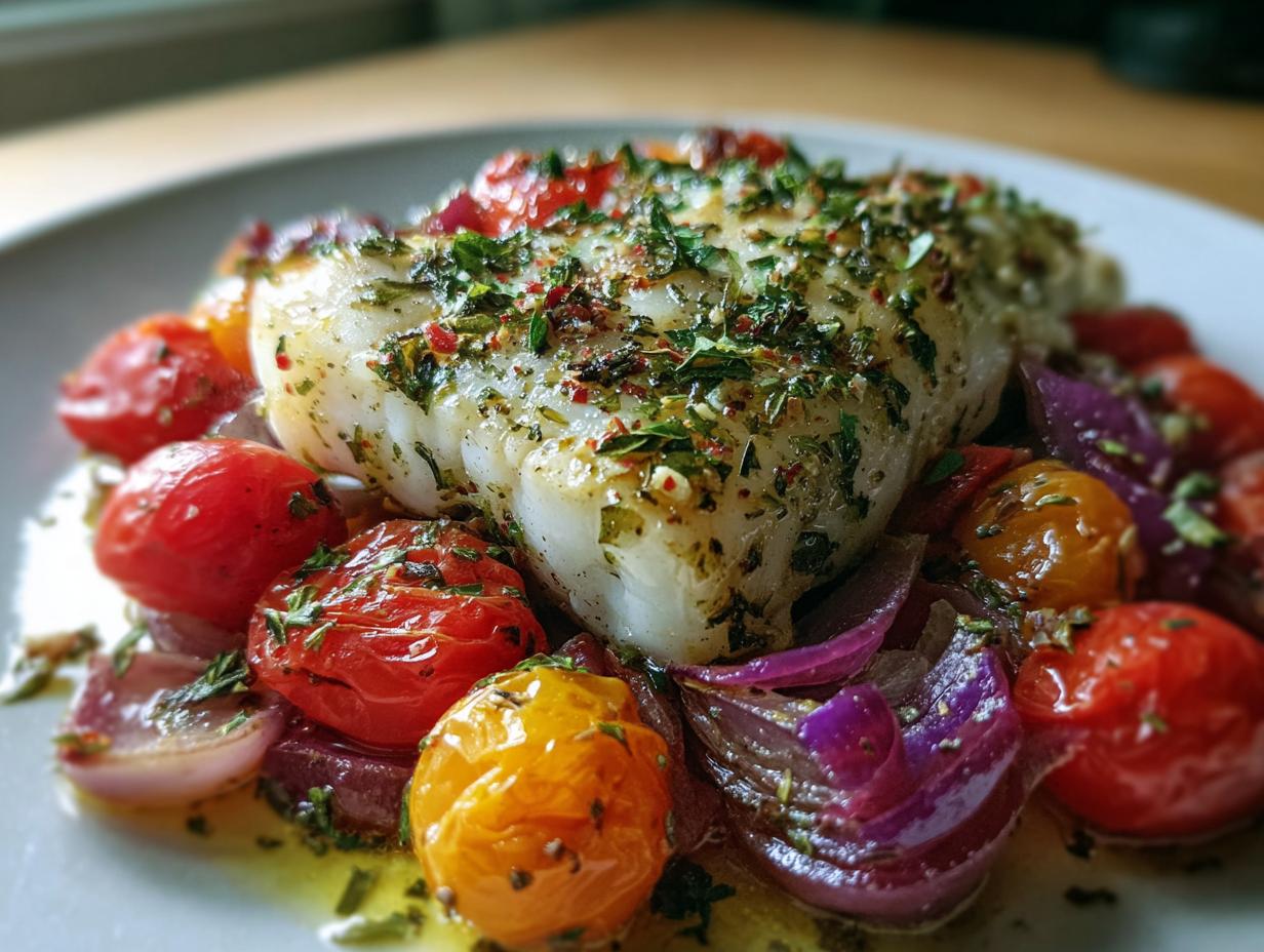 Italian Sheet Pan Fish with Veggies