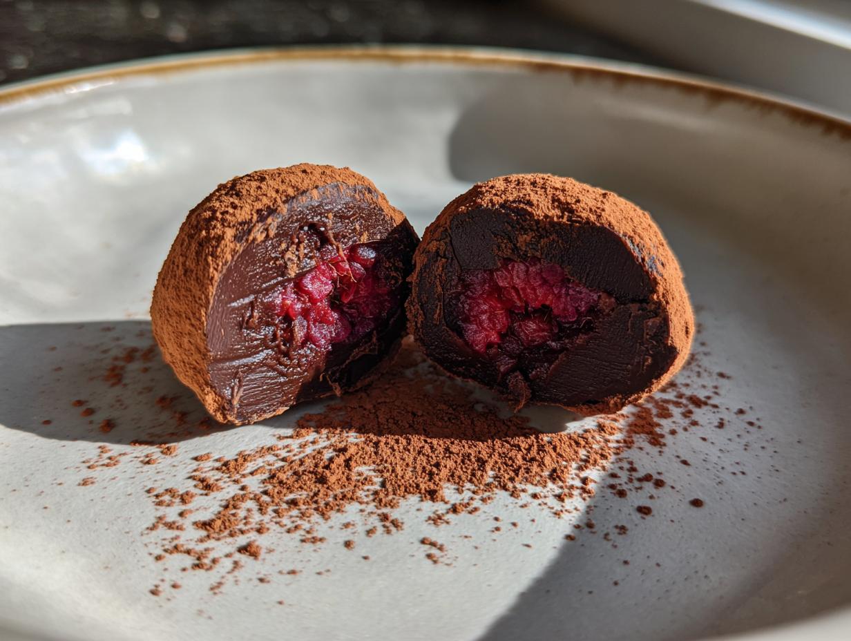 Raspberry chocolate truffles