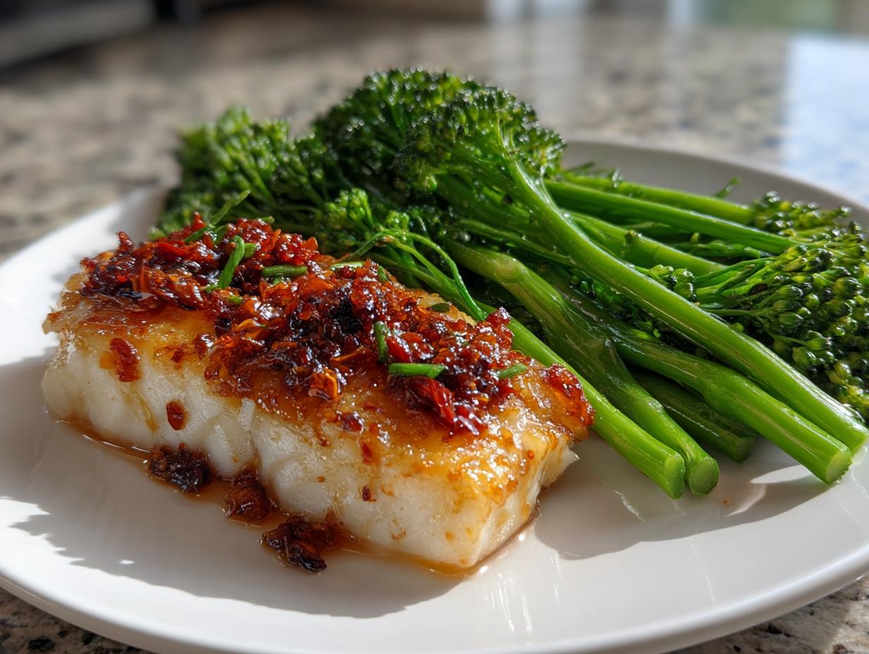 Thai Sweet Chili Baked Fish with Broccolini