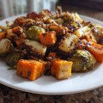 Baked Chicken Breasts with Brussels Sprouts and Sweet Potatoes