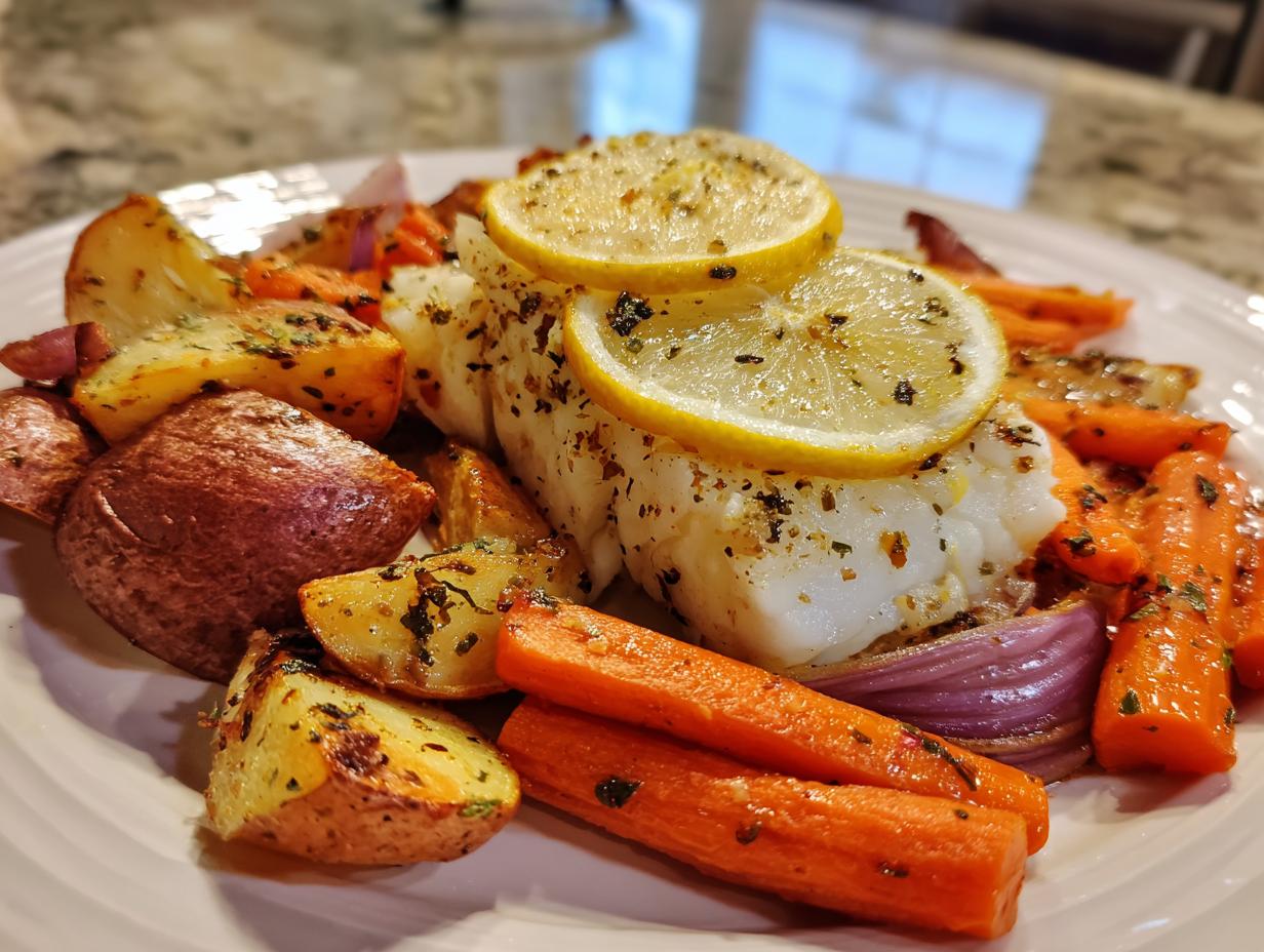 Baked Cod with Roasted Vegetables