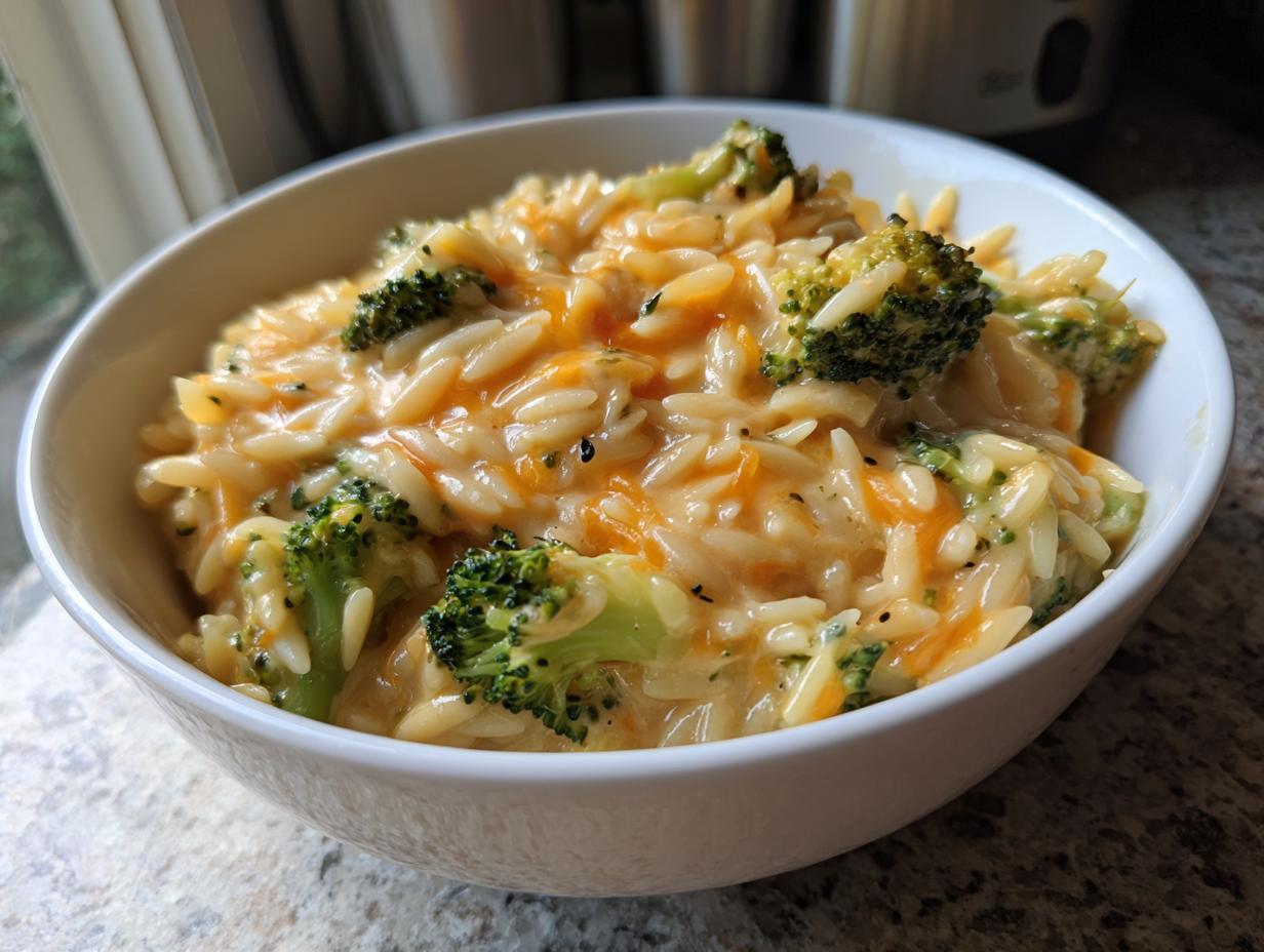 Broccoli Cheddar Orzo