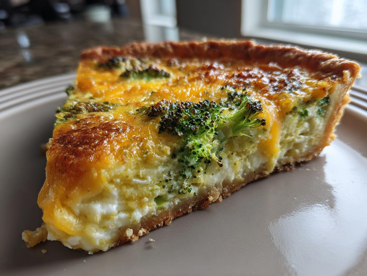 Broccoli Quiche with Cheddar Cheese
