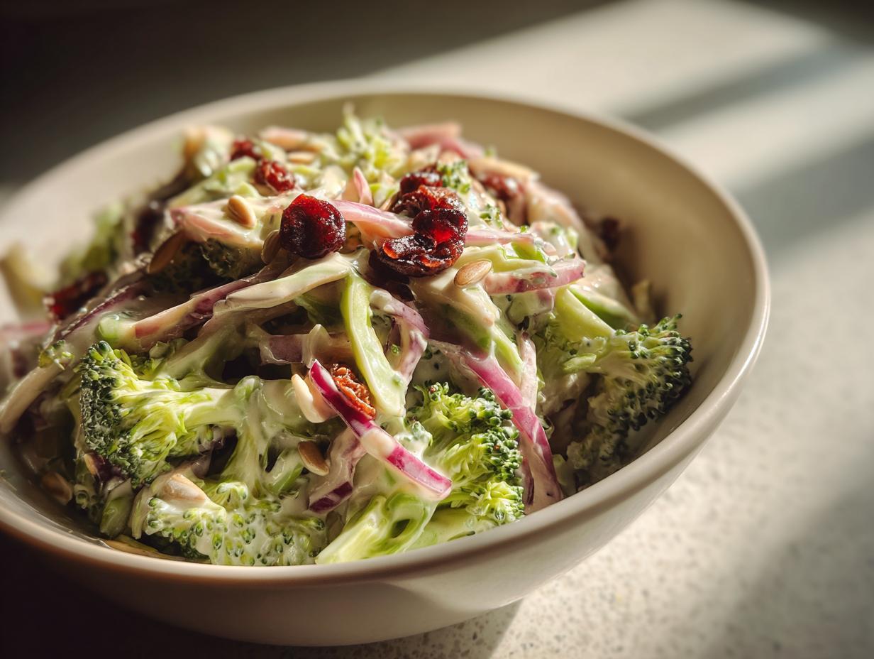 Broccoli Slaw with Cranberries and Sunflower Seeds