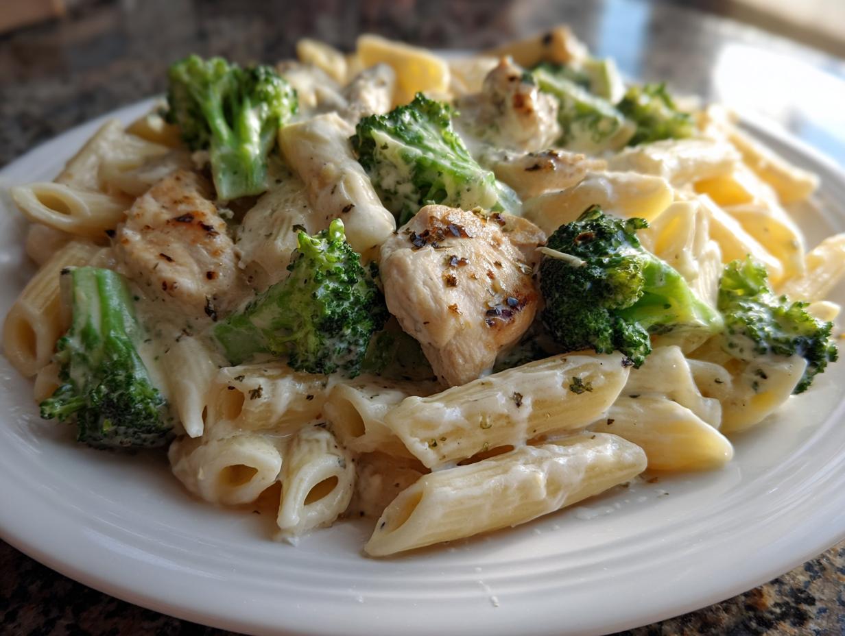 Lightened Chicken and Broccoli Alfredo