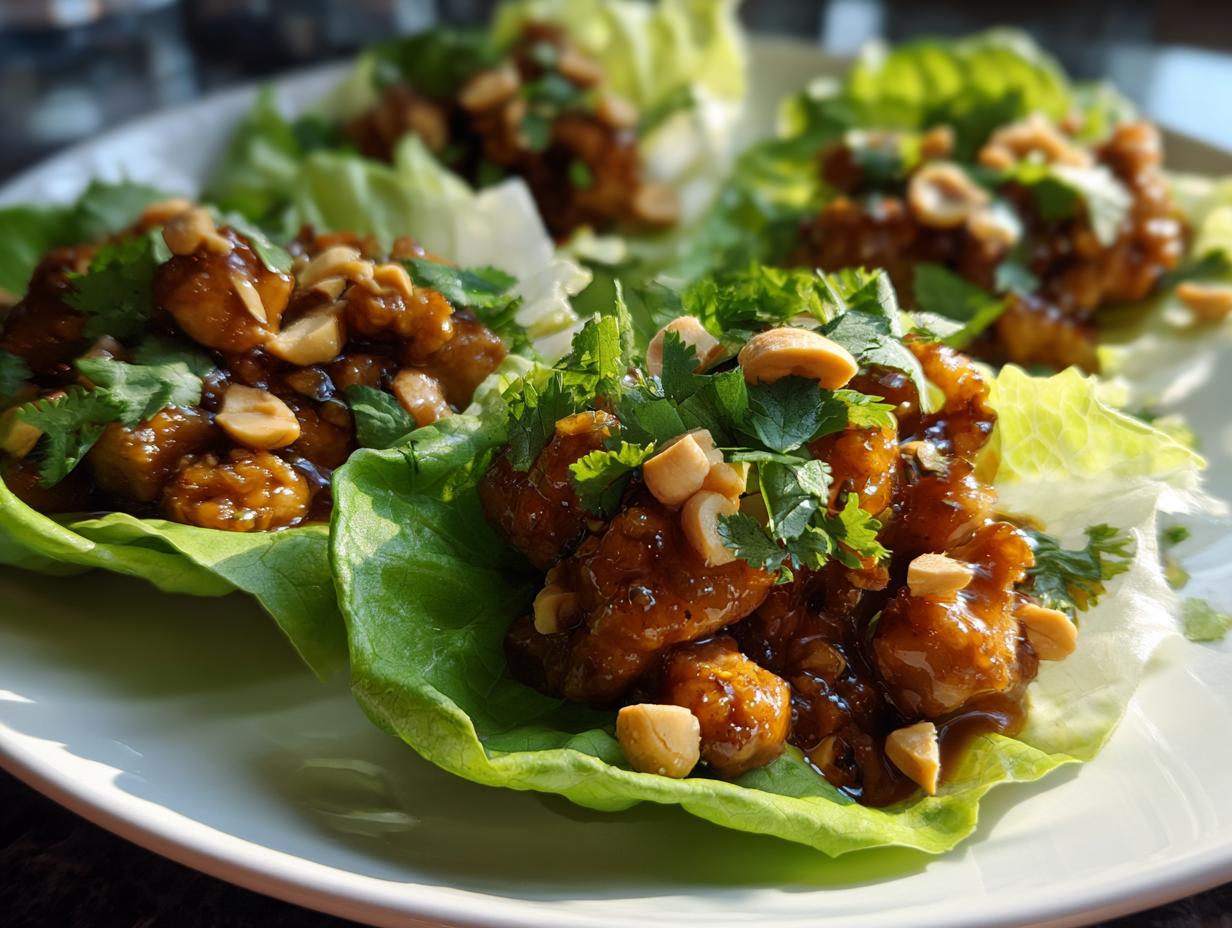 Peanut Chicken Lettuce Wraps