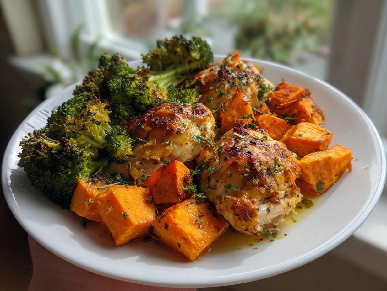 Sheet Pan Roasted Chicken, Potatoes &amp; Broccoli