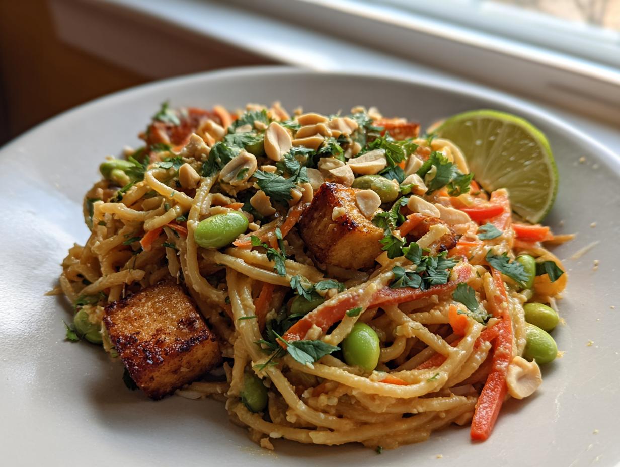 Spicy Peanut Noodles with Edamame