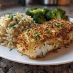 Almond-Crusted Fish with Broccoli Rice