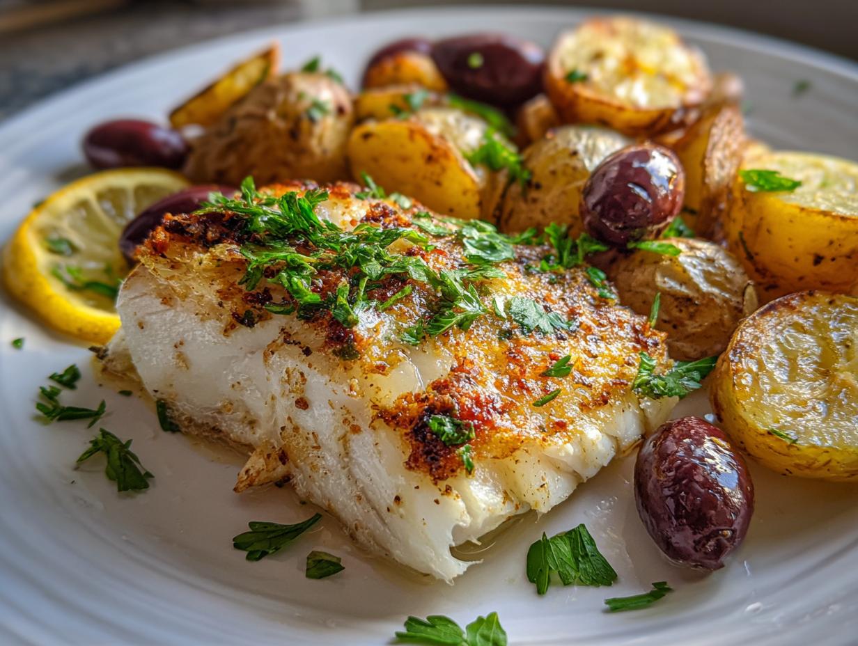 Baked Fish with Potatoes &amp; Olives