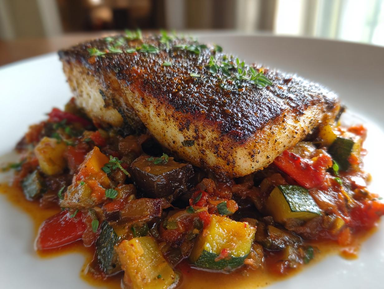 Blackened Basa with Ratatouille