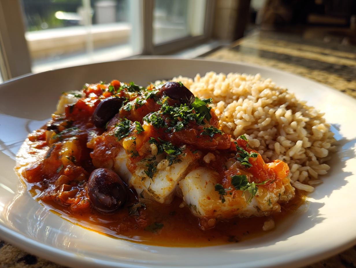 Cod &amp; Olive Tagine with Brown Rice
