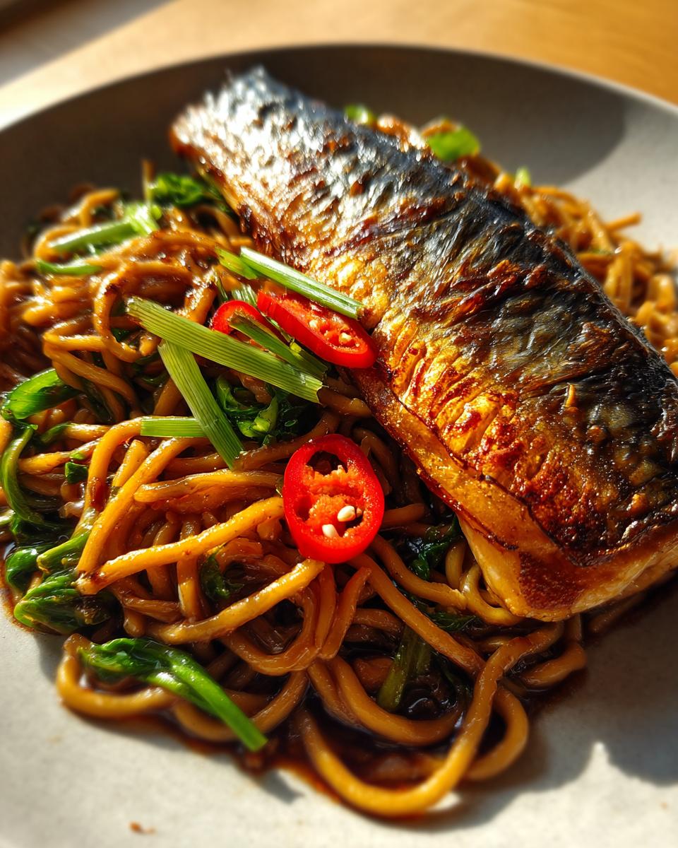 Grilled Mackerel with Teriyaki Noodles - detail 2