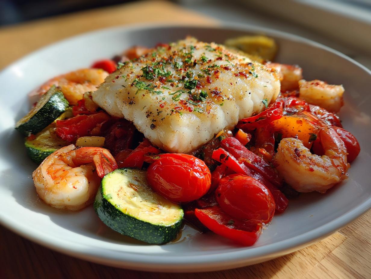 One-Pan Cod &amp; Red Shrimp