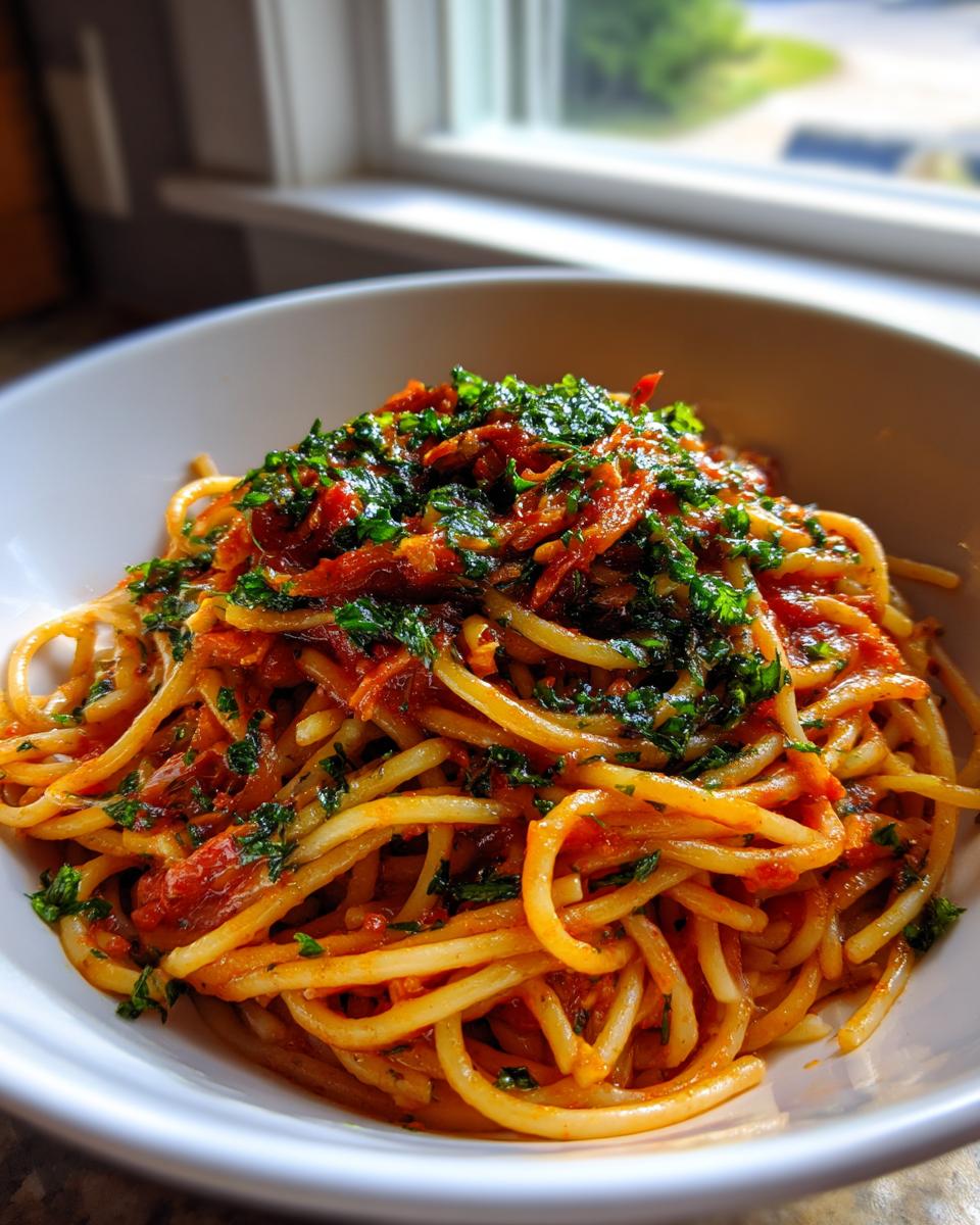 Sardine Tomato Pasta with Gremolata - detail 2