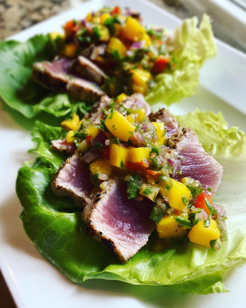 Seared Tuna Lettuce Wraps with Mango Salsa - detail 2