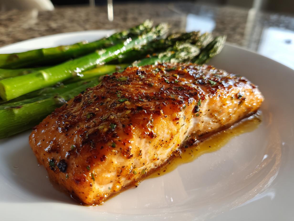 Honey Lemon Salmon with Asparagus Sheet Pan