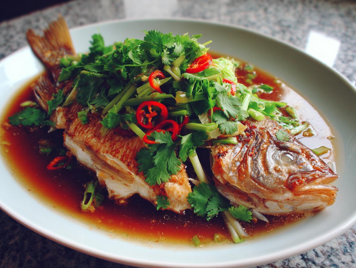 Soy Steamed Sea Bream with Ginger