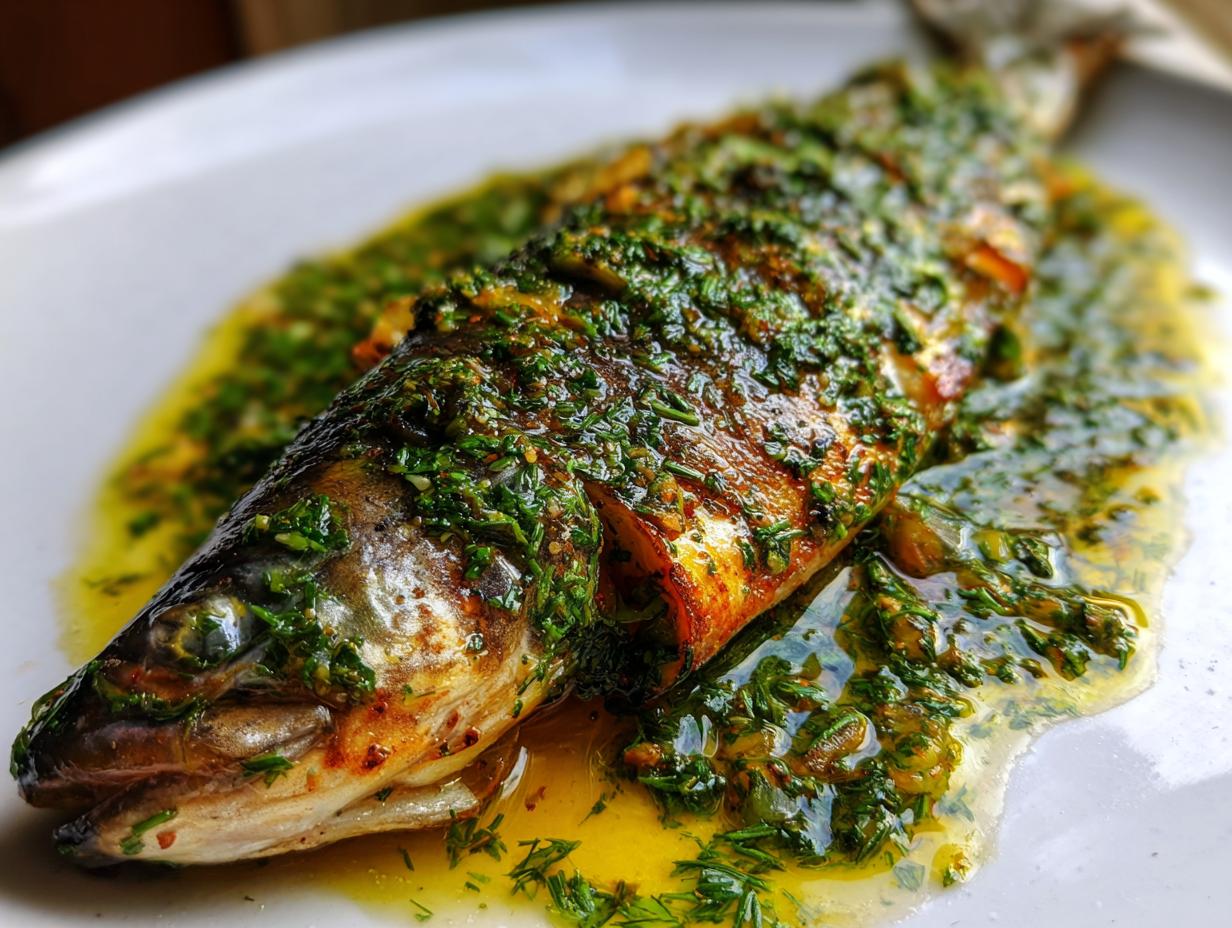Steamed Trout with Mint Dill Dressing