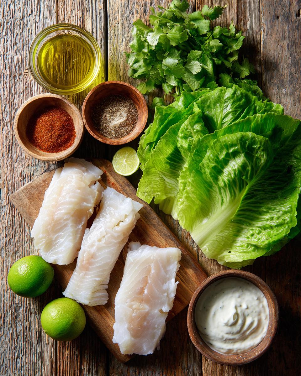 Lettuce Fish Tacos with Lime Crema - detail 1