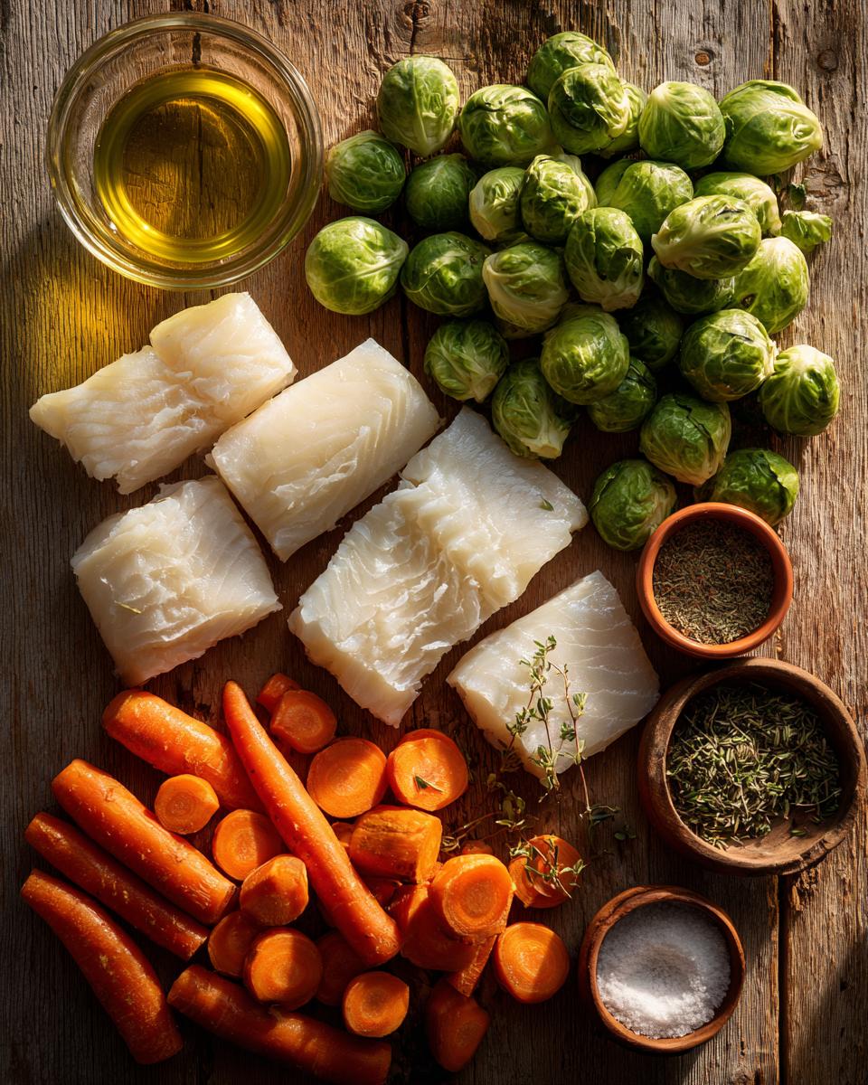 Roasted Cod with Carrots and Brussels Sprouts - detail 1