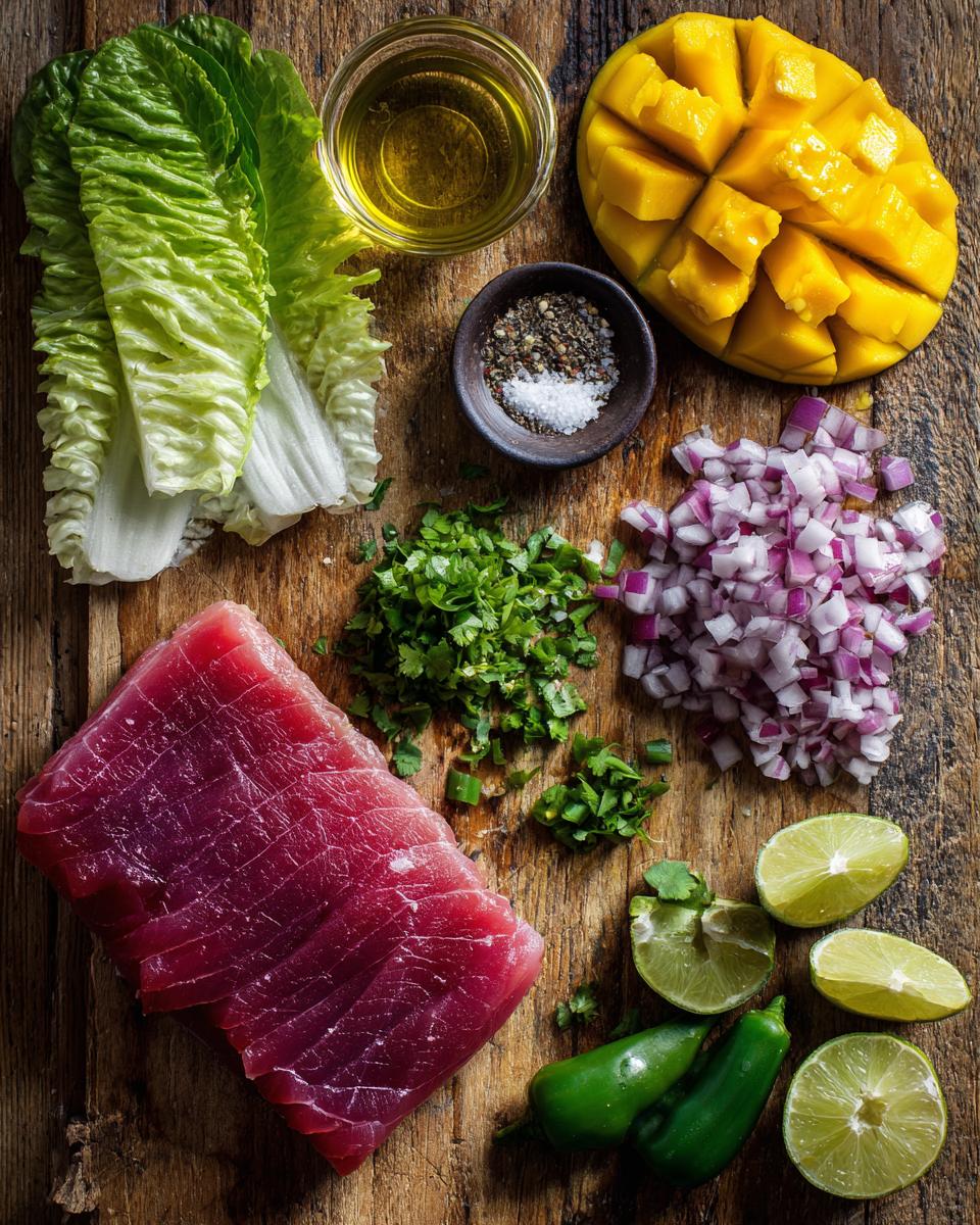 Seared Tuna Lettuce Wraps with Mango Salsa - detail 1