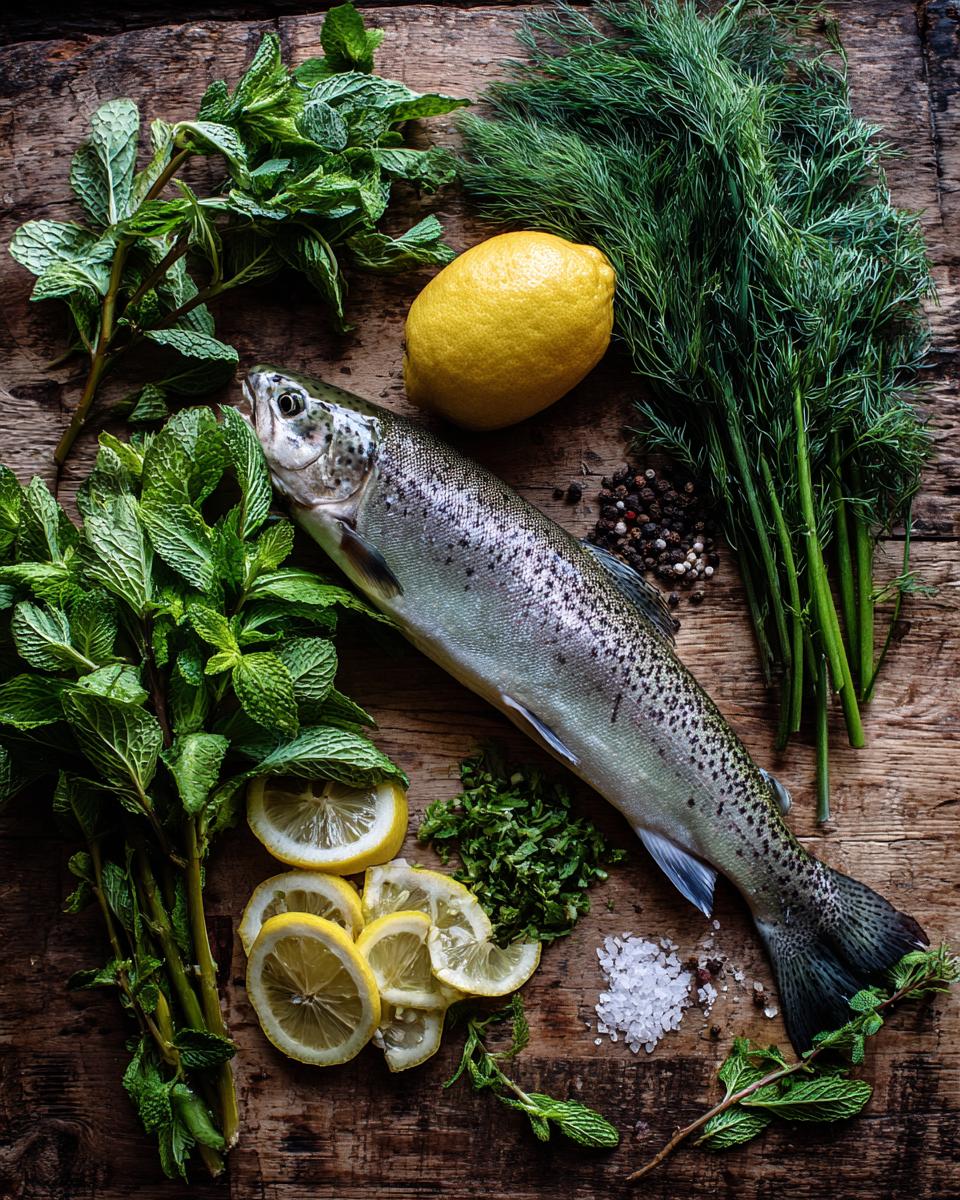 Steamed Trout with Mint & Dill Dressing - detail 1